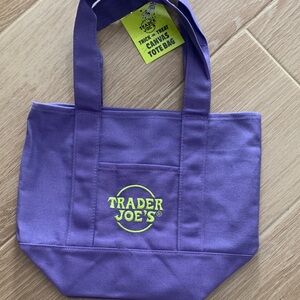 Purple Trader Joe’s mini canvas tote bag